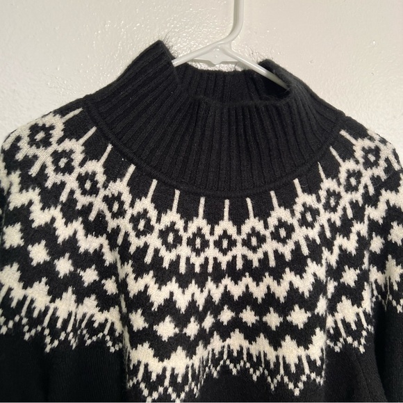 Gap Relaxed Forever Cozy Fair Isle Sweater Black White L - Picture 6 of 12